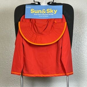Sun & Sky Kids Swim Shirt & Bucket Hat Set Size S (5/6)